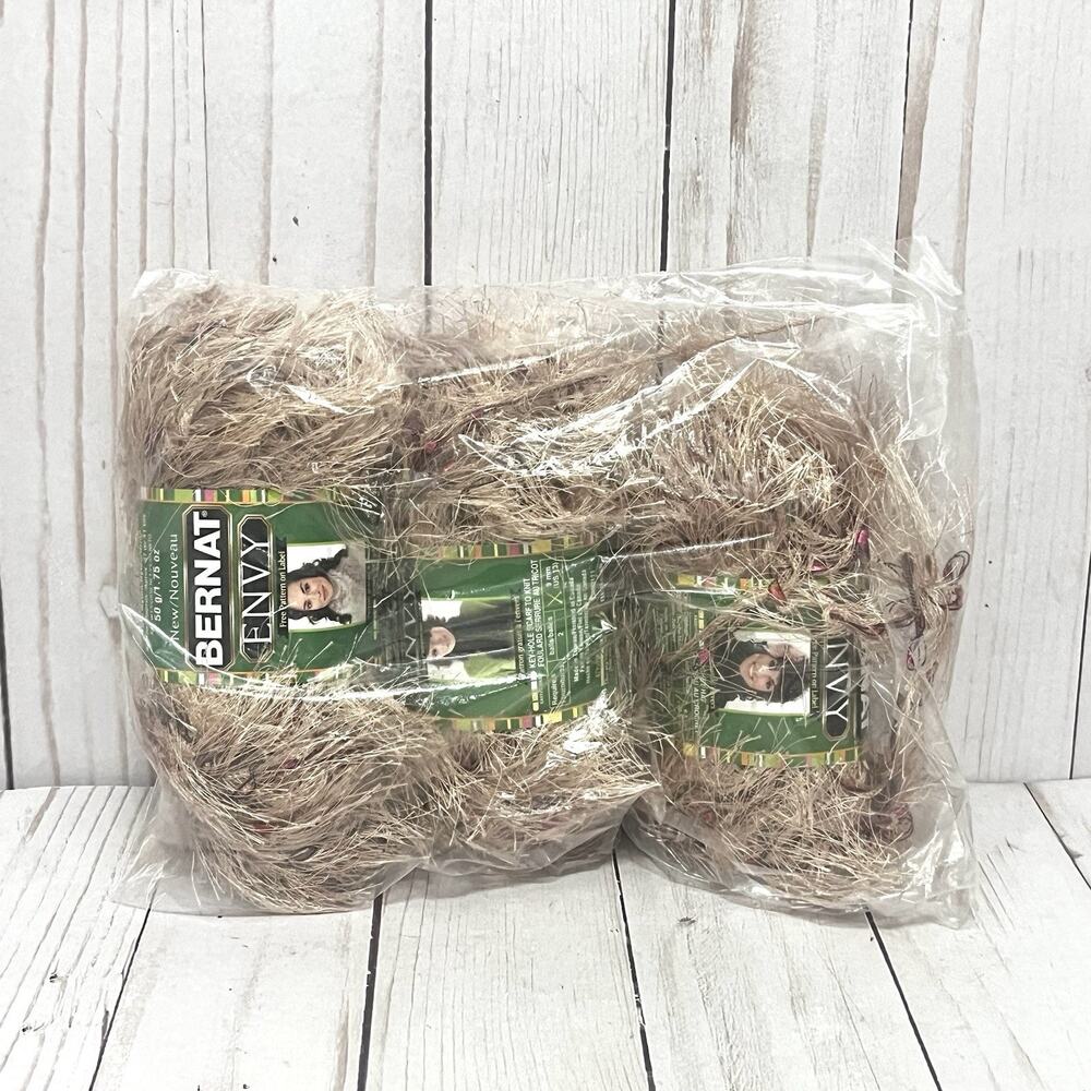 BERNAT ENVY YARN Eyelash Color Sultry Sable #5 Bulky 1.75 oz Lot of 3 Skeins NEW